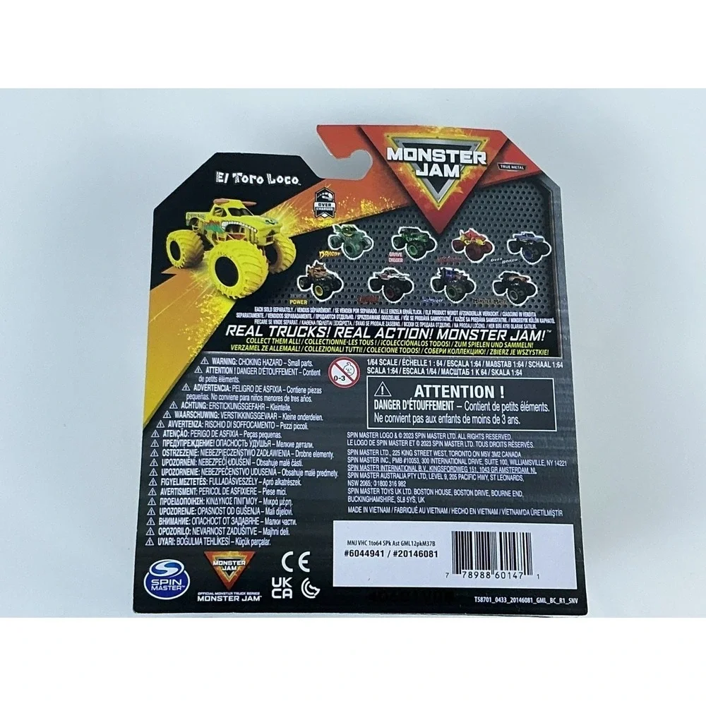 Monster Jam Spin Master 2023 El Toro Loco Overcast Series‎ 37 Yellow Wheels 1:64